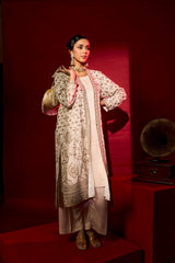 Tasuvure X MW  Inaaya Embroidered Long Jacket With Pant - Nude