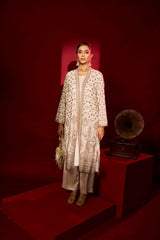 Tasuvure X MW  Inaaya Embroidered Long Jacket With Pant - Nude