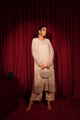Tasuvure X MW Inaaya Embroidered Long Jacket With Pant - Nude