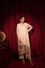 Tasuvure X MW Inaaya Embroidered Long Jacket With Pant - Nude