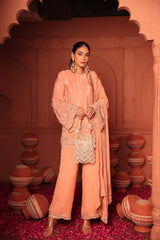 Tasuvure X MW Inaaya Embroidered Sharara Set - Pink
