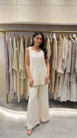 Tasuvure X MW Inaaya Incut Cutdana Embroidered Sharara Set - Ivory