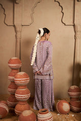 Tasuvure X MW Inaayat Embroidered Sharara Set - Lavender