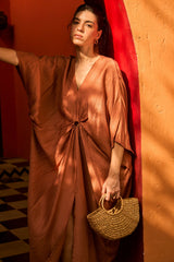 Tasuvure X MW Kaftan Knotted Dress - Tan