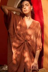 Tasuvure X MW Kaftan Knotted Dress - Tan