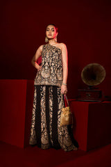 Tasuvure X MW Kritika J Aggarwal in MW One-shoulder Cape Set - Black and Gold