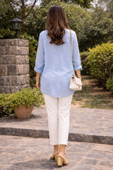 Tasuvure X MW Lace Applique Shirt - BLUE