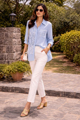 Tasuvure X MW Lace Applique Shirt - BLUE