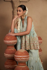 Tasuvure X MW  MW Embroidered Halter Set - Mint Green