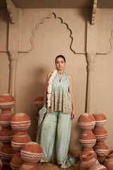 Tasuvure X MW  MW Embroidered Halter Set - Mint Green