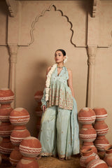 Tasuvure X MW  MW Embroidered Halter Set - Mint Green