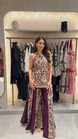 Tasuvure X MW MW One-shoulder Cape Set - MAROON