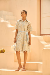 Tasuvure X MW Myra Mesh Magnolia Midi Dress - Blue