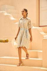 Tasuvure X MW Myra Mesh Magnolia Midi Dress - Blue