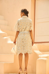 Tasuvure X MW Myra Mesh Magnolia Midi Dress - Blue