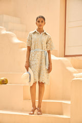 Tasuvure X MW Myra Mesh Magnolia Midi Dress - Blue