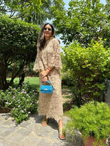 Tasuvure X MW  Peach cotton schiffli dress