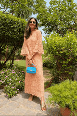 Tasuvure X MW Peach cotton schiffli dress