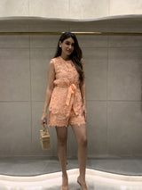 Tasuvure X MW Peach schiffli shorts set