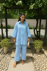 Tasuvure X MW  Powder blue cutwork set