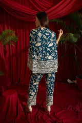 Tasuvure X MW Reyna Gara Glazed Cape Jacket - Teal