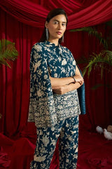 Tasuvure X MW Reyna Gara Glazed Cape Jacket - Teal