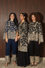 Tasuvure X MW Reyna Gara Glazed Slit Kurta With Skirt - Black