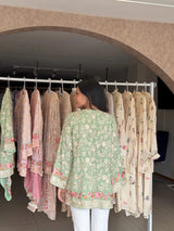 Tasuvure X MW Reyna Gara Rose Dust Top - Sage Green