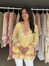 Tasuvure X MW Reyna Gara Rose Dust Top - Yellow