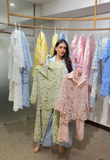 Tasuvure X MW  Sage green cutwork set