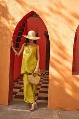 Tasuvure X MW Sleeveeless Top with Flared Pant Set - Green