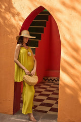 Tasuvure X MW Sleeveeless Top with Flared Pant Set - Green