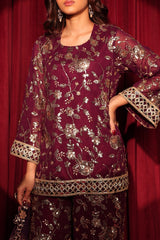 Tasuvure X MW Zaira Zardosi Sharara Set - Maroon