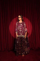 Tasuvure X MW Zaira Zardosi Sharara Set - Maroon