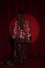 Tasuvure X MW Zaira Zardosi Sharara Set - Maroon