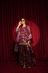 Tasuvure X MW Zaira Zardosi Sharara Set - Maroon