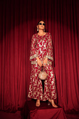 Tasuvure X MW Zaira Zardosi Sharara Set - Red
