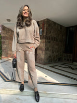 Mitaliwadhwa Beige and white woollen set