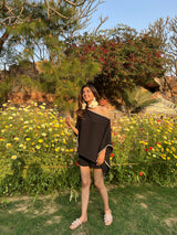 Mitaliwadhwa Black kaftan & shorts set