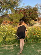 Mitaliwadhwa Black kaftan & shorts set