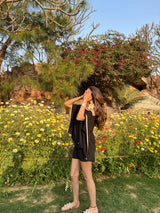 Mitaliwadhwa Black kaftan & shorts set