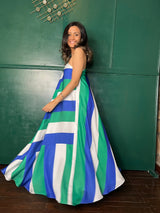 Mitaliwadhwa Blue Green and white stripe maxi