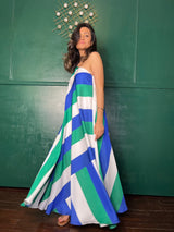 Mitaliwadhwa Blue Green and white stripe maxi