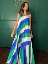 Mitaliwadhwa Blue Green and white stripe maxi
