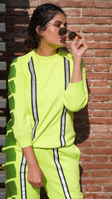 Mitaliwadhwa Cotton Knit Neon Fleece Sweatshirt Set
