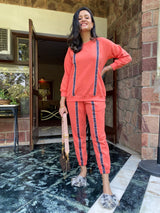 Mitaliwadhwa Cotton Knit Peach Fleece Sweatshirt Set