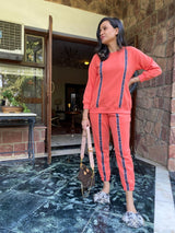 Mitaliwadhwa Cotton Knit Peach Fleece Sweatshirt Set