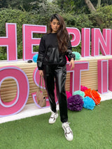 Mitaliwadhwa Faux leather sweat shirt set