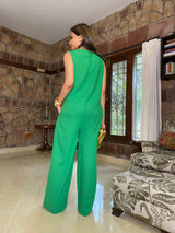 Mitaliwadhwa jumpsuit Green Linen Jumpsuit