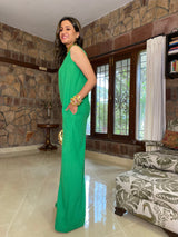Mitaliwadhwa jumpsuit Green Linen Jumpsuit